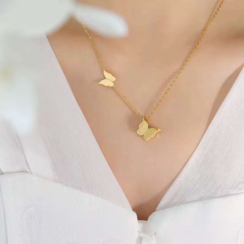 Butterfly gold sparkly jewelry set