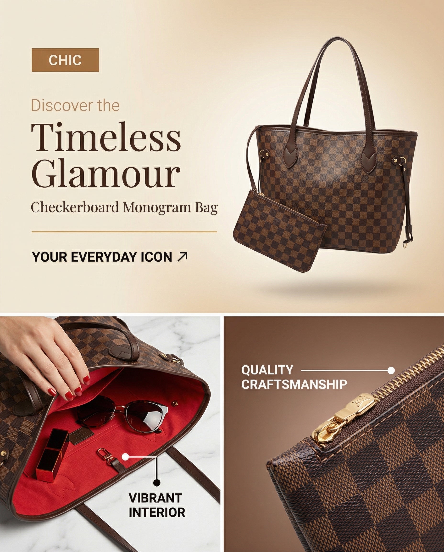 Geometric Pattern Tote Bag & Wallet Set – Bold, Coordinated Luxury