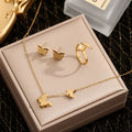 Butterfly gold sparkly jewelry set
