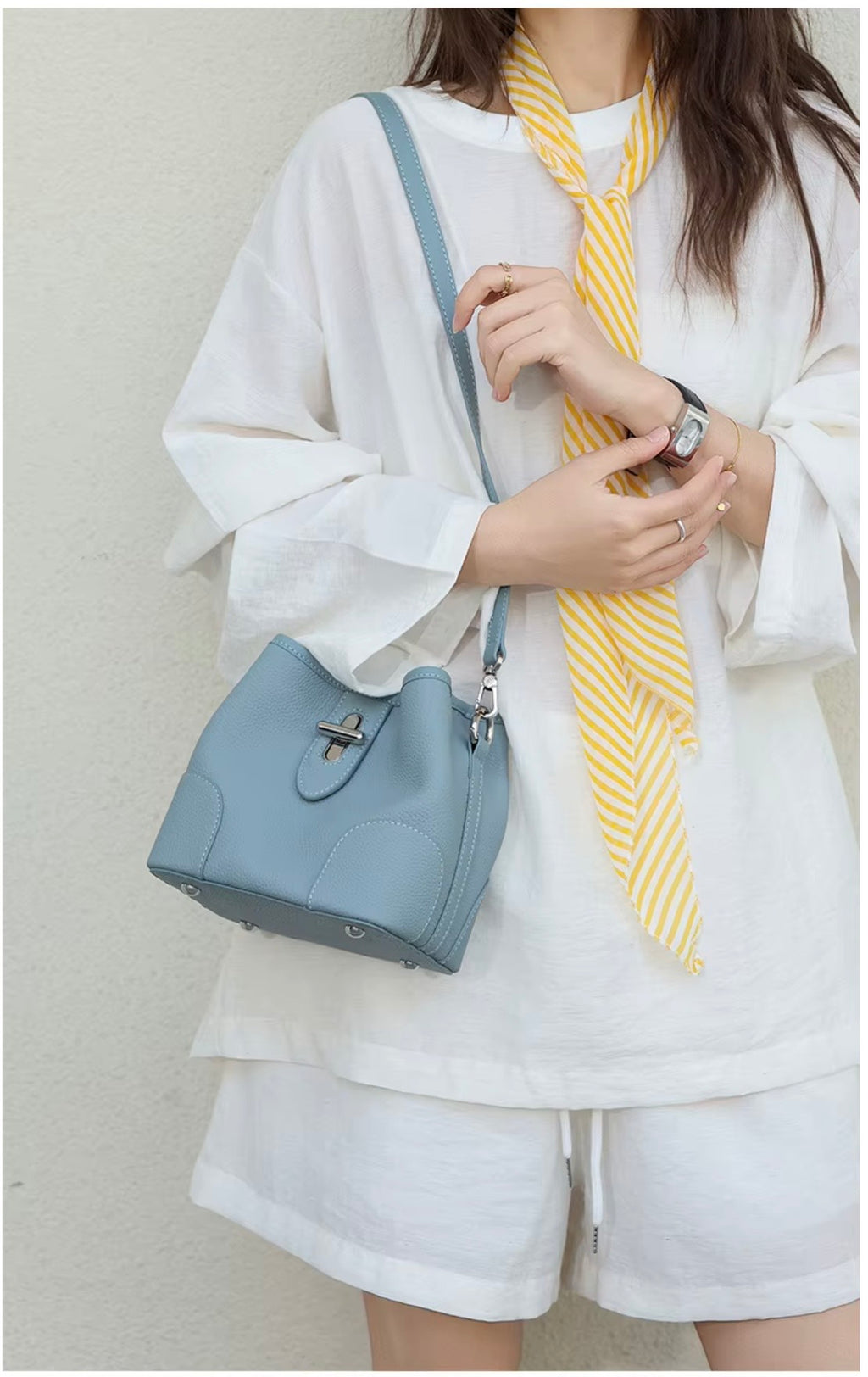 Bolso bombonera de verano 2026 de piel auténtica en colores negro, beige, azul cielo, verde y caqui para mujer, para llevar al hombro o cruzado