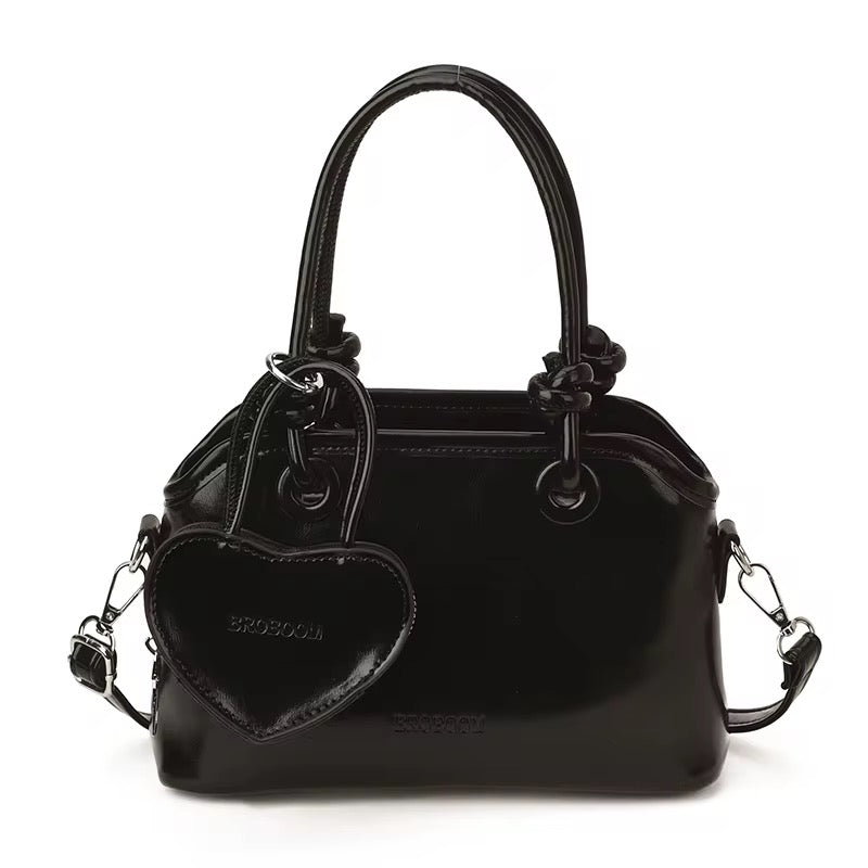 Elegant Handbags with heart charm coin purse in White, Red, Pink, and Black - Perfect for Any Occasion