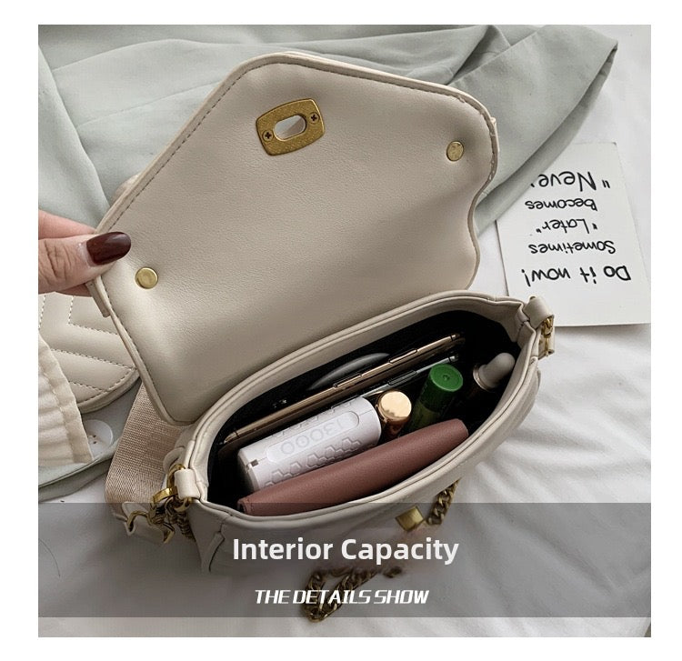 Square Buckle Crossbody Bag – Chic Mini Purse in Brown, Black & Beige