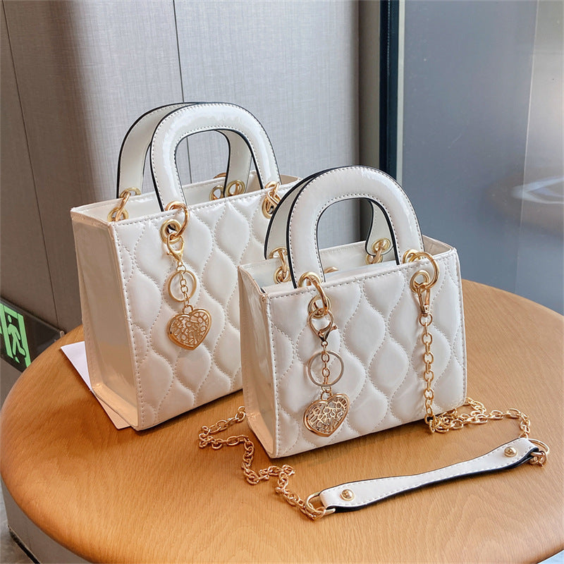 Women's Medium PU leather Lingge fashion square zipper crossbody bag