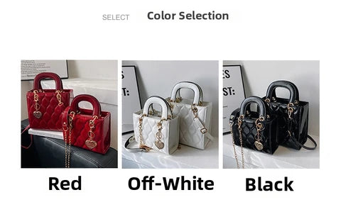 Women's SMALL PU leather lingge fashion square zipper crossbody bag