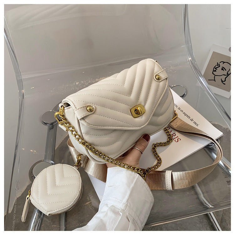 Square Buckle Crossbody Bag – Chic Mini Purse in Brown, Black & Beige