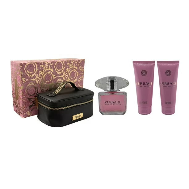 Versace bright Crystal set w makeup bag