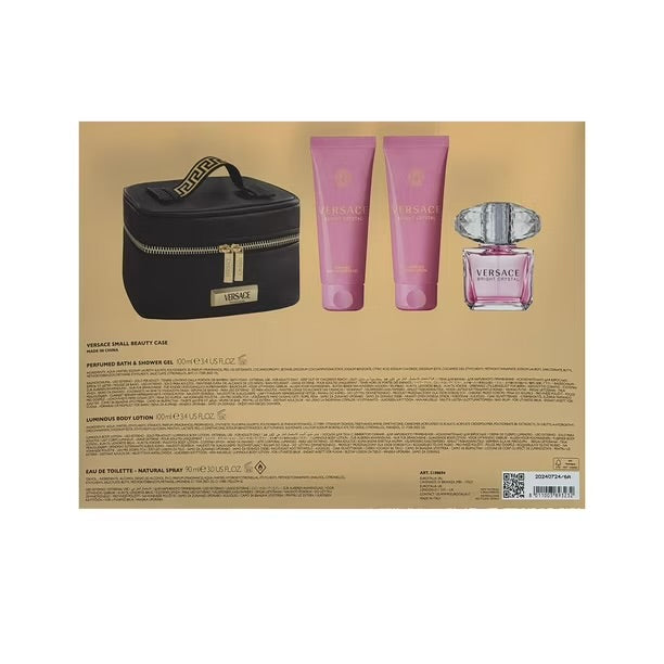 Versace bright Crystal set w makeup bag