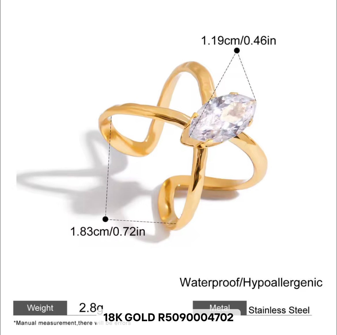 Chic Cross Marquise Ring
