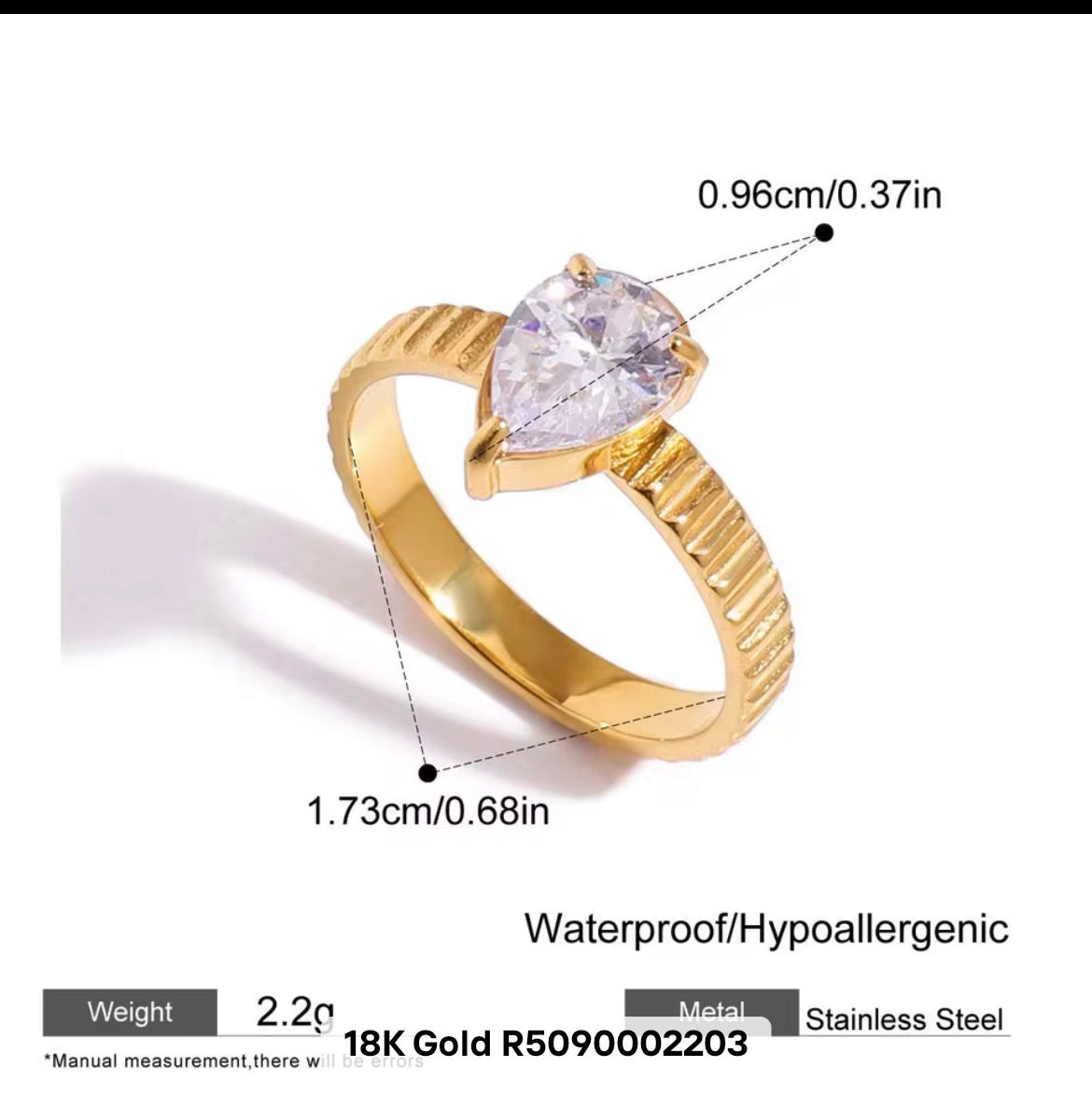Pear-Shaped Statement Ring size 7