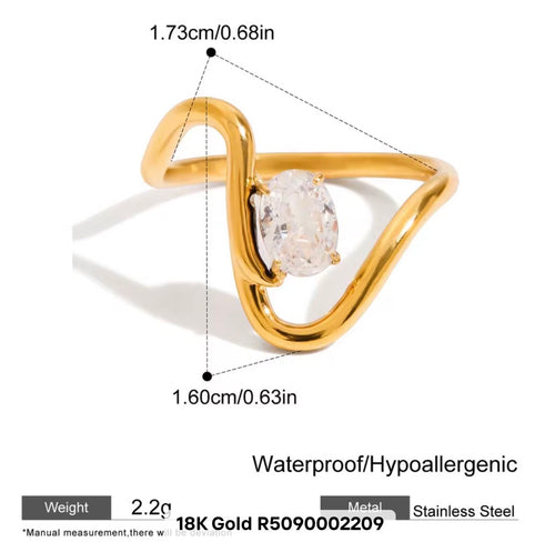 Abstract wave open ring