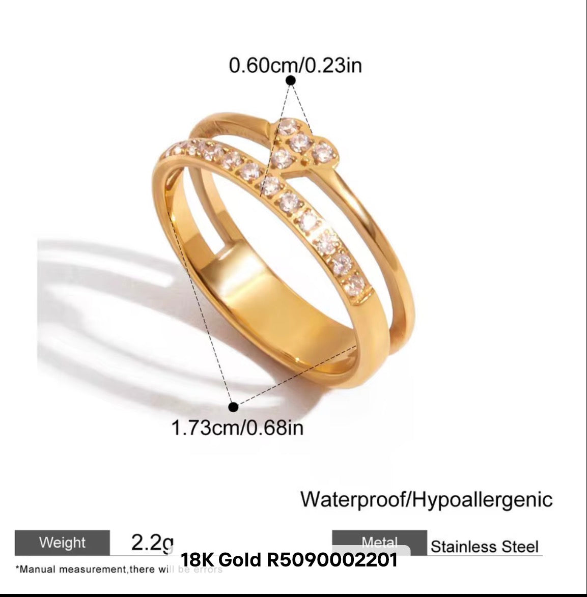 Double band heart ring