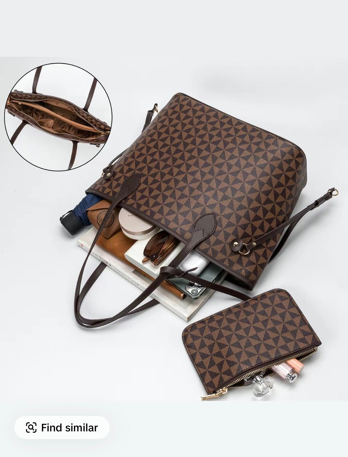 Geometric Pattern Tote Bag & Wallet Set – Bold, Coordinated Luxury