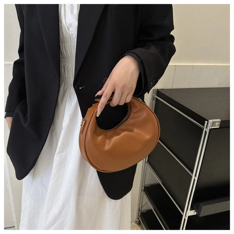 Crescent Shoulder Bag – Structured Luxury Bag in Black, Pink, Green, White & Brown