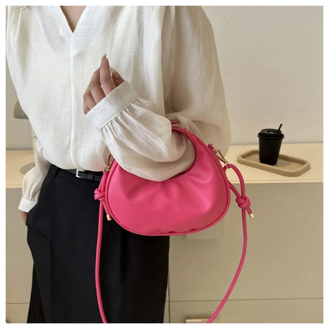 Crescent Shoulder Bag – Structured Luxury Bag in Black, Pink, Green, White & Brown