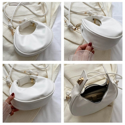Crescent Shoulder Bag – Structured Luxury Bag in Black, Pink, Green, White & Brown