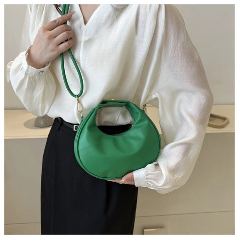 Crescent Shoulder Bag – Structured Luxury Bag in Black, Pink, Green, White & Brown