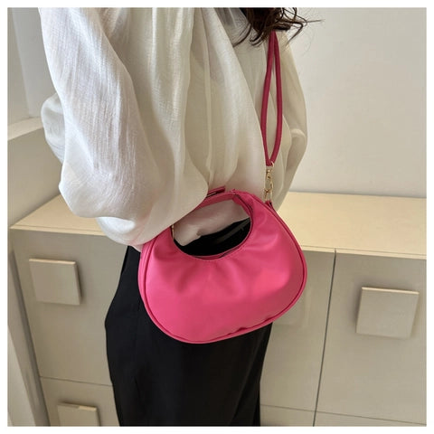 Crescent Shoulder Bag – Structured Luxury Bag in Black, Pink, Green, White & Brown