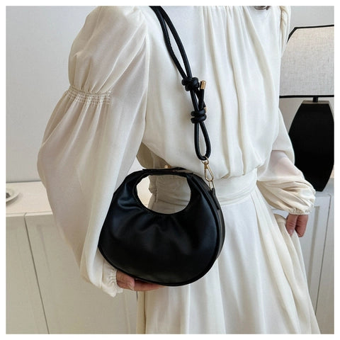 Crescent Shoulder Bag – Structured Luxury Bag in Black, Pink, Green, White & Brown