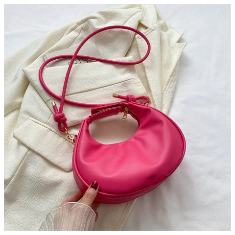 Crescent Shoulder Bag – Structured Luxury Bag in Black, Pink, Green, White & Brown