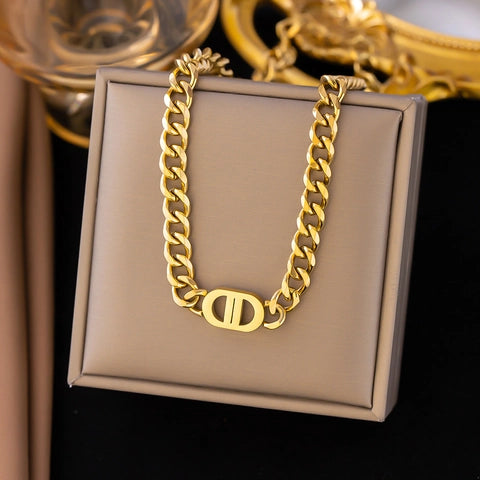 DD Logo Cuban Link Necklace – Designer-Inspired Bold Gold Jewelry
