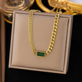 Emerald Baguette Cuban Link Necklace – Bold Luxury Statement Jewelry