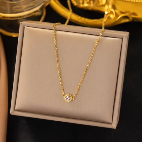 Bezel-Set Solitaire Gold Necklace – Dainty Diamond Everyday Luxury