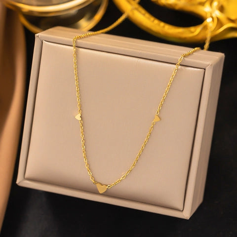 Triple Heart Gold Necklace – Romantic Layered Love Jewelry