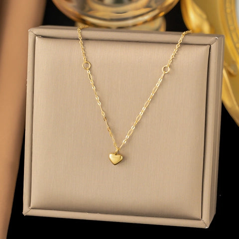 Gold Patchwork Heart Necklace – Delicate Geometric Love Jewelry