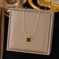 Black Square Geometric Necklace – Modern Minimalist Statement Jewelry