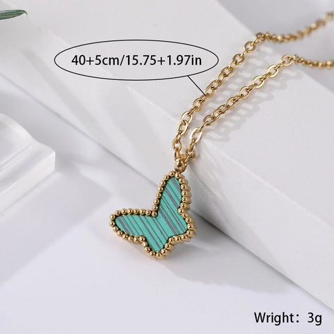 Butterfly Necklace – Delicate Charm Jewelry in Red, Black, White & Green