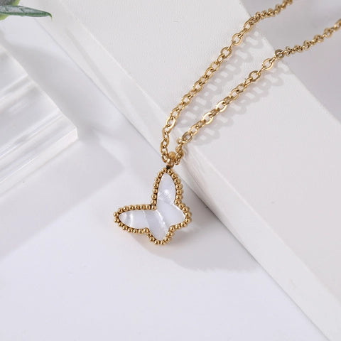 Butterfly Necklace – Delicate Charm Jewelry in Red, Black, White & Green
