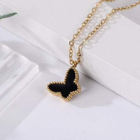 Butterfly Necklace – Delicate Charm Jewelry in Red, Black, White & Green