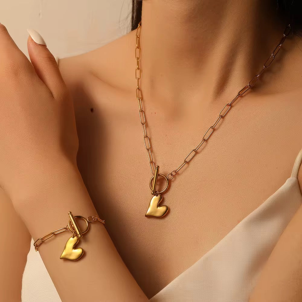 Heart Charm Jewelry Set