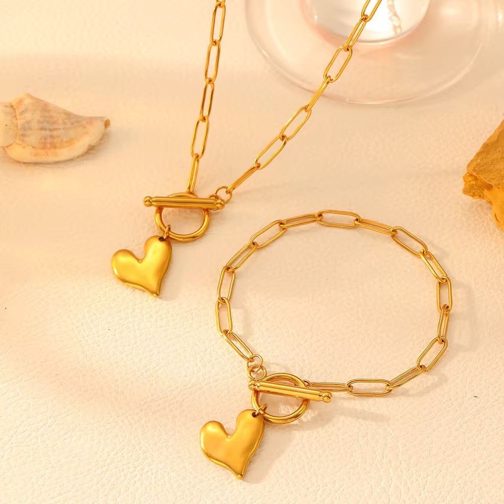 Heart Charm Jewelry Set