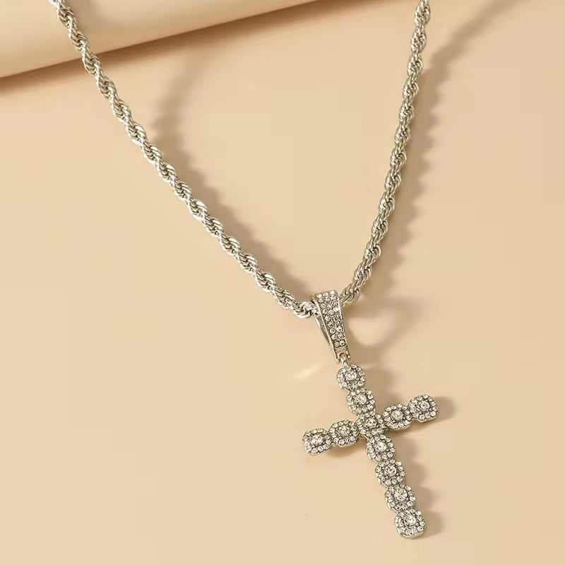 Iced Cross Pendant Necklace