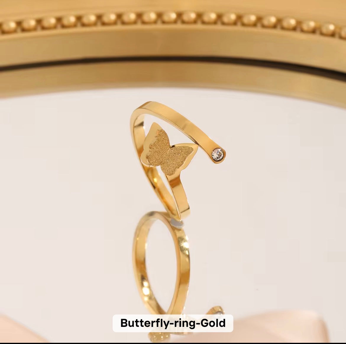Gold Butterfly Necklace, Ring & Earring Set