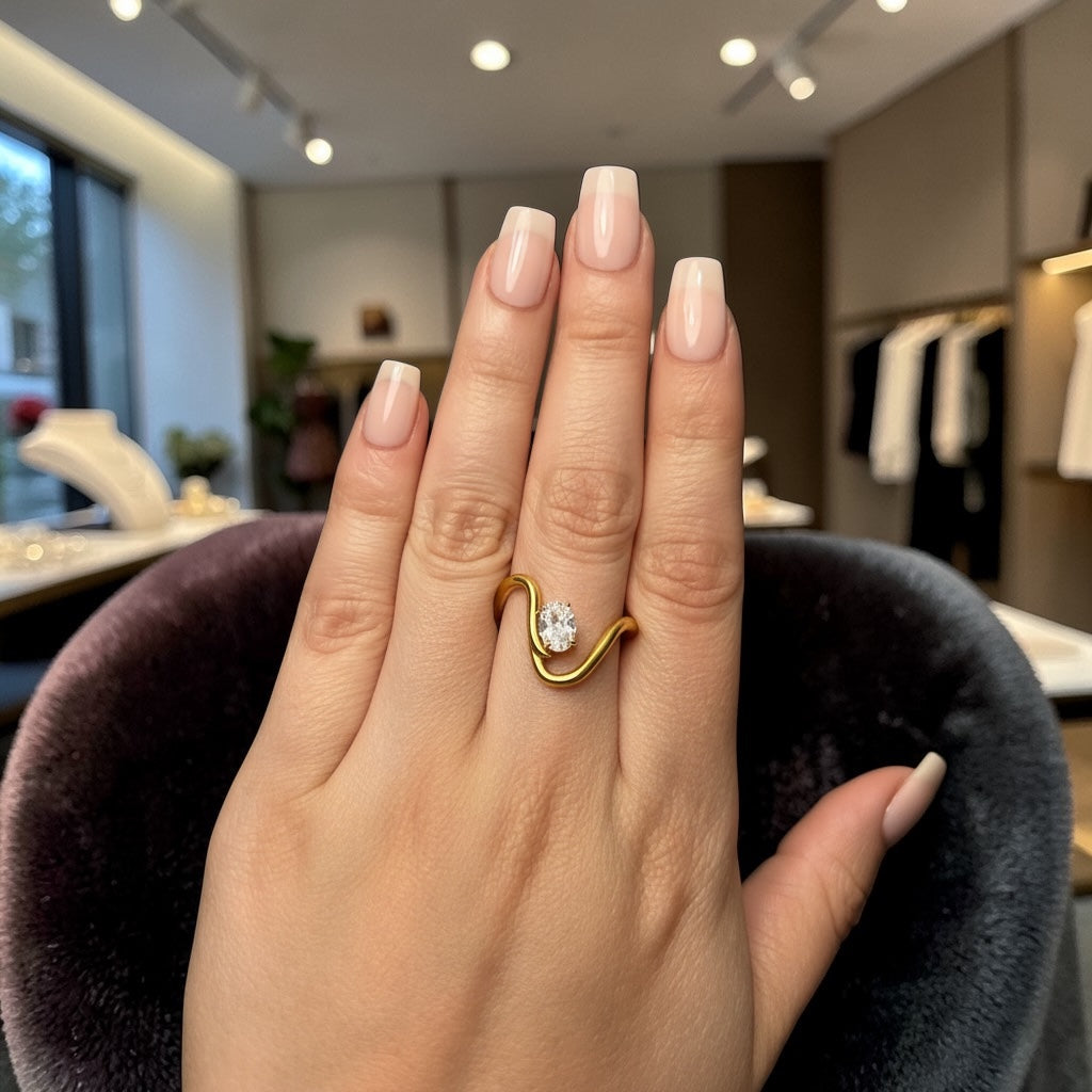 Abstract wave open ring