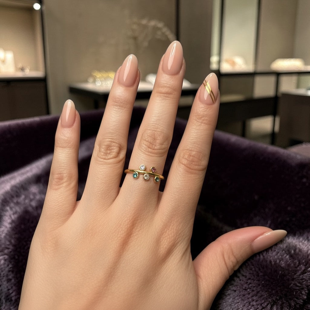 Multi color stones ring