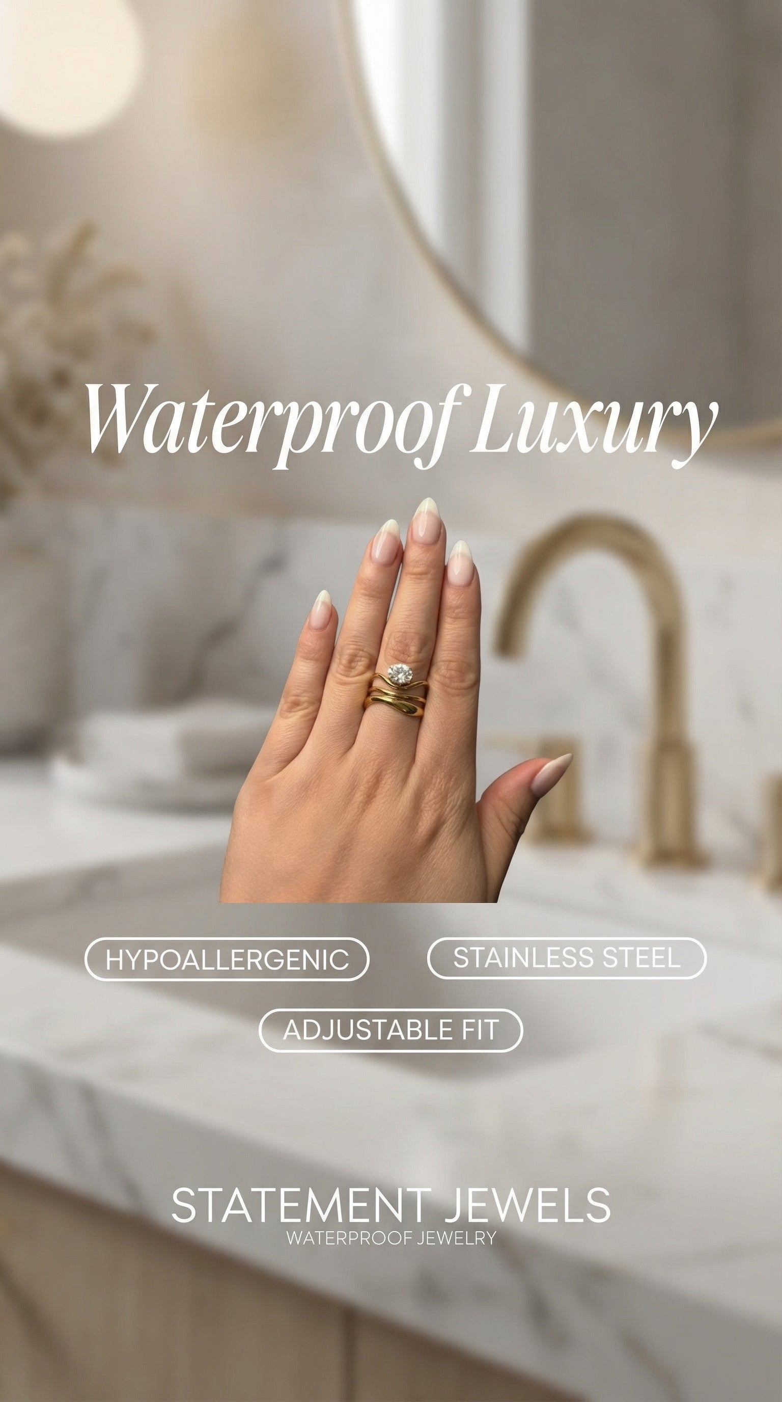 Adjustable Gold Bypass Statement Ring